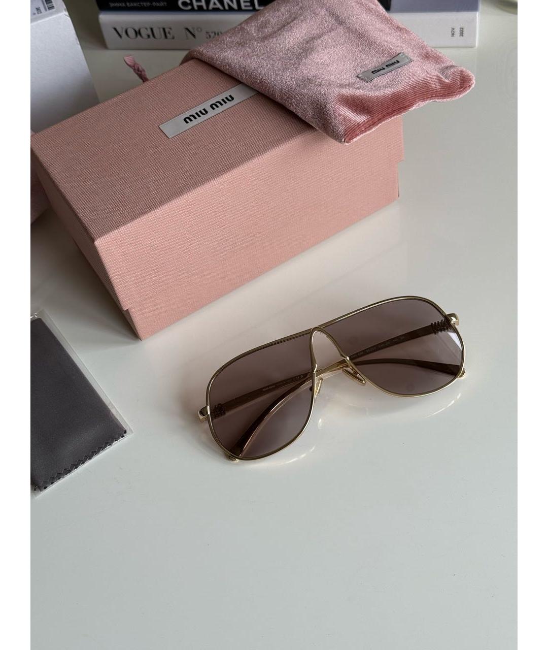 MIU MIU Коричневые металлические солнцезащитные очки, фото 6