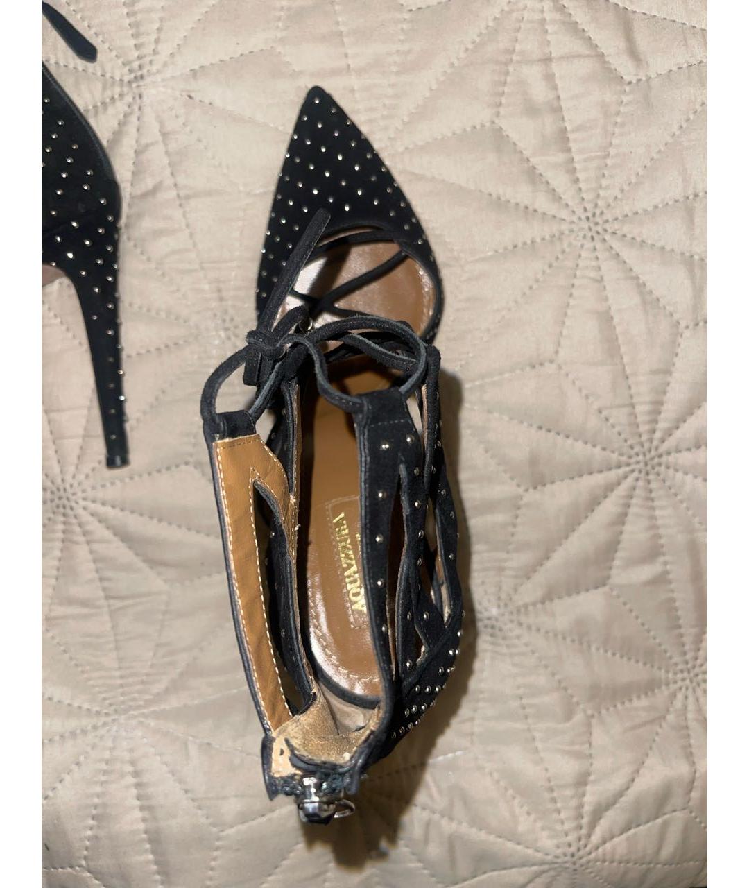 AQUAZZURA Черные замшевые босоножки, фото 2