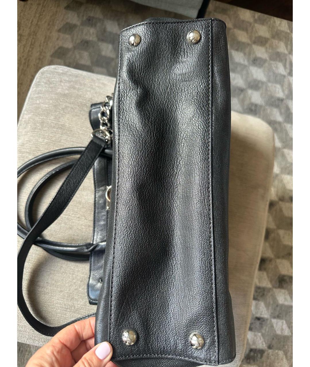 MICHAEL KORS Черная кожаная сумка тоут, фото 6