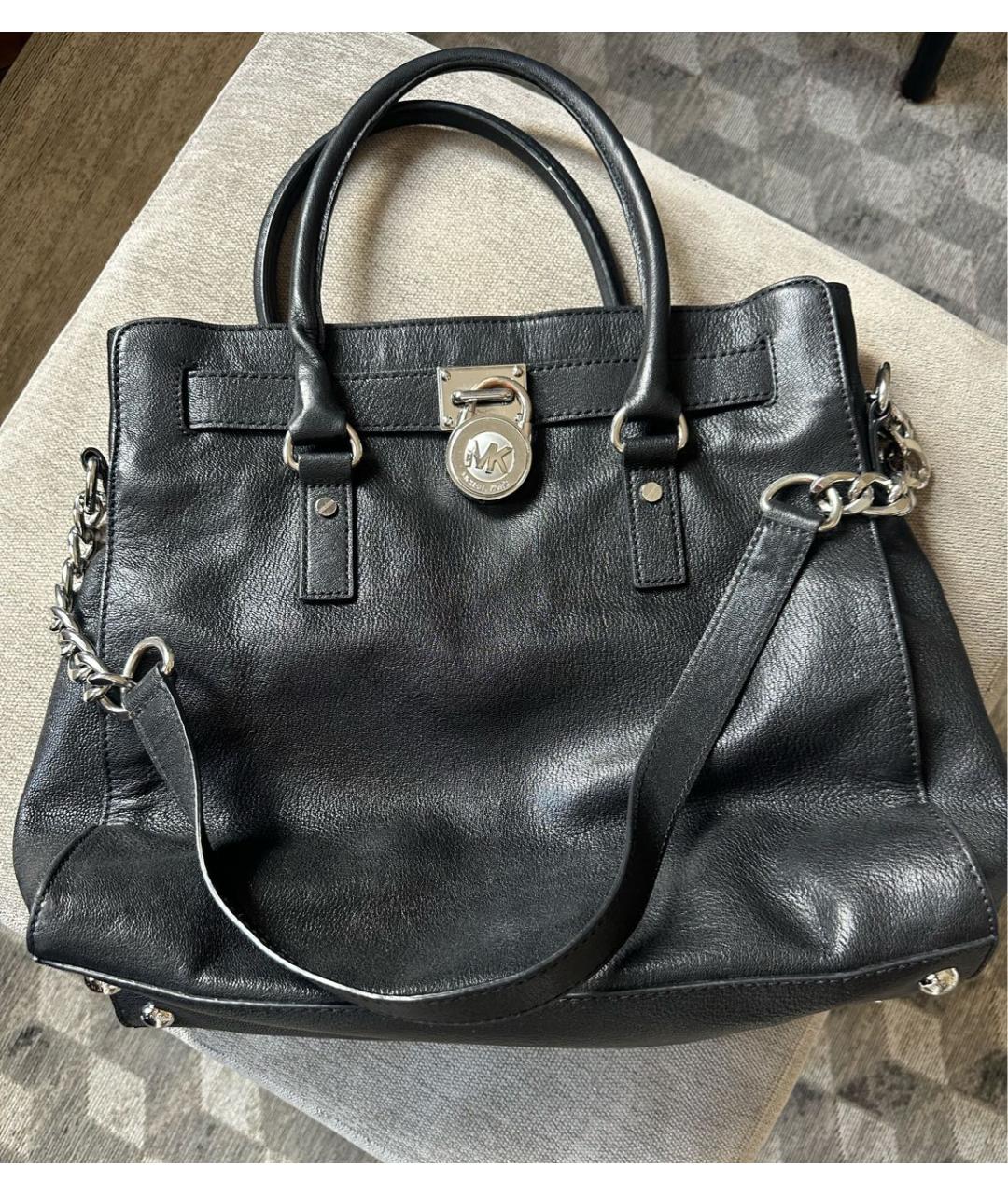 MICHAEL KORS Черная кожаная сумка тоут, фото 9