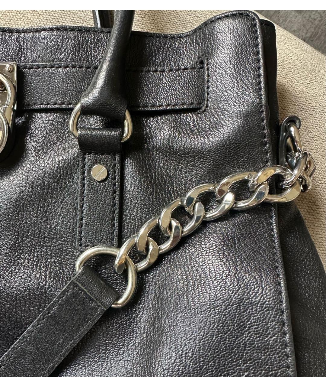 MICHAEL KORS Черная кожаная сумка тоут, фото 4