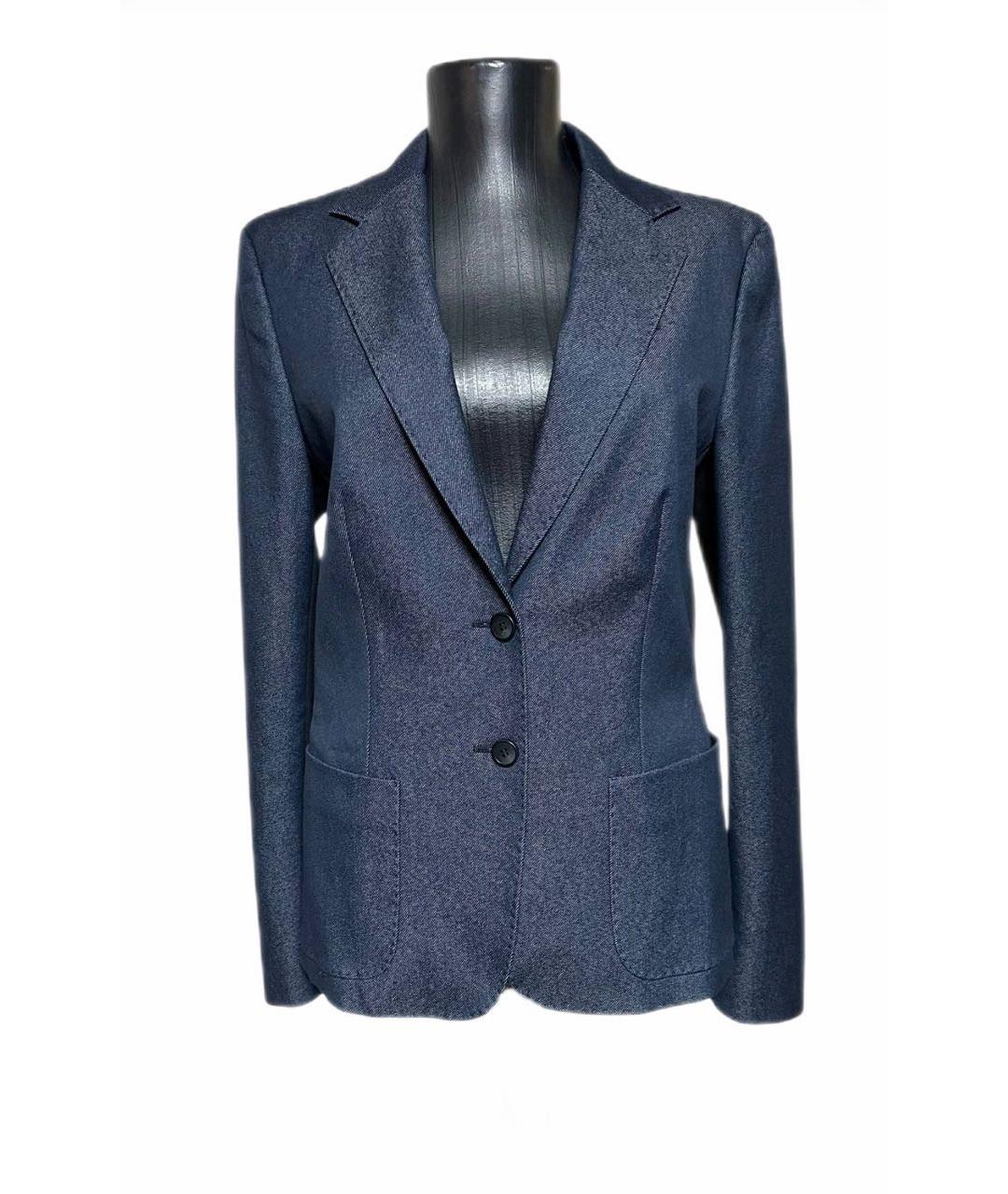 MAX MARA Темно-синий вискозный жакет/пиджак, фото 9