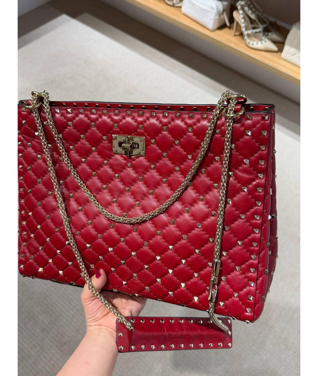 VALENTINO Красная кожаная сумка тоут, фото 4