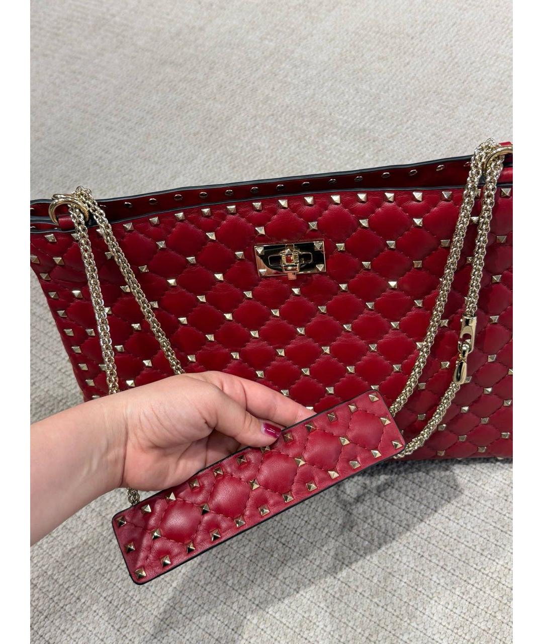 VALENTINO Красная кожаная сумка тоут, фото 7