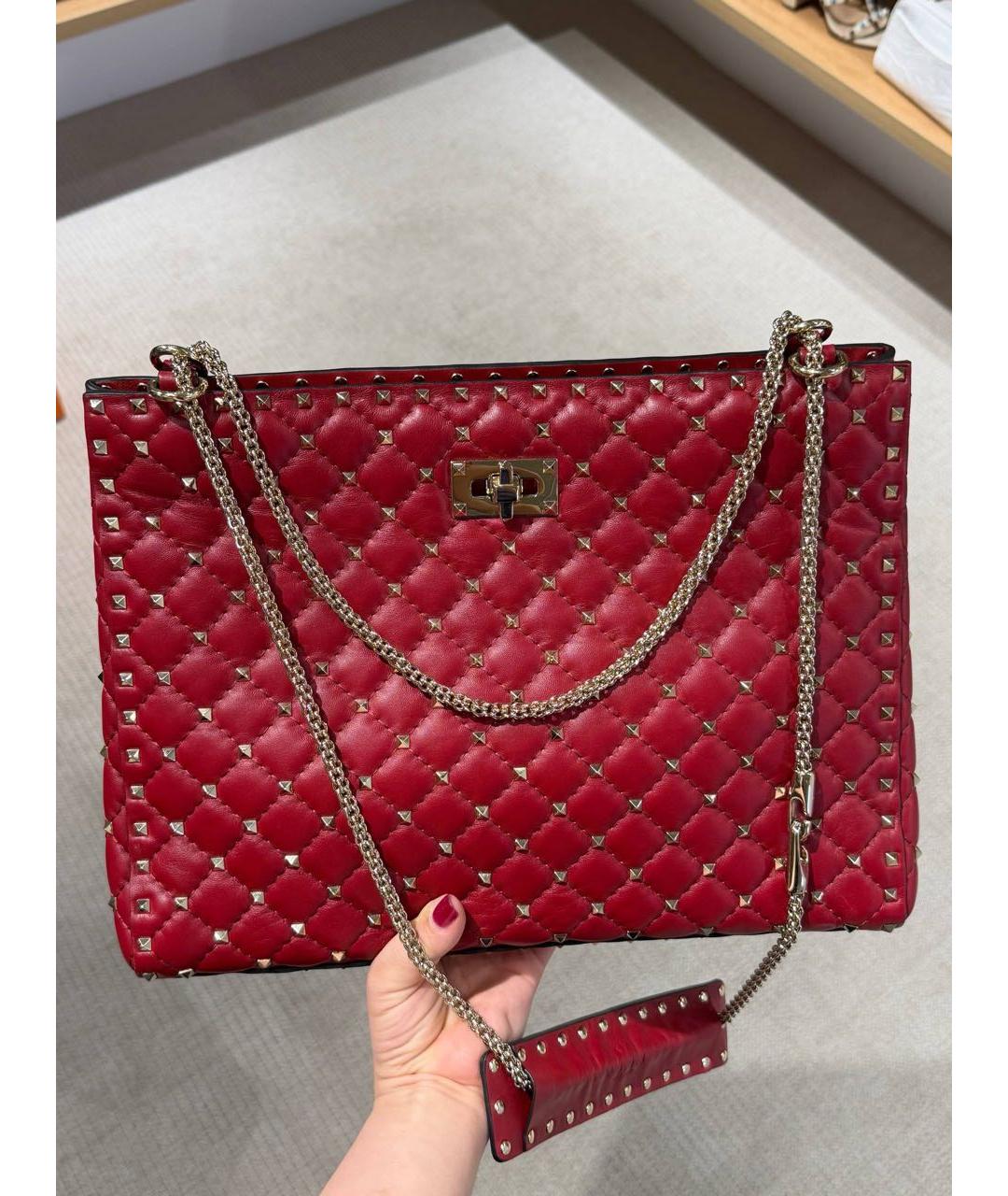 VALENTINO Красная кожаная сумка тоут, фото 3