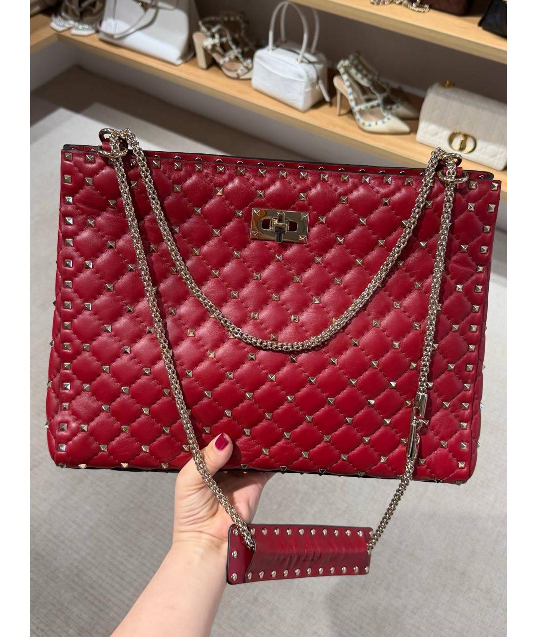 VALENTINO Красная кожаная сумка тоут, фото 2