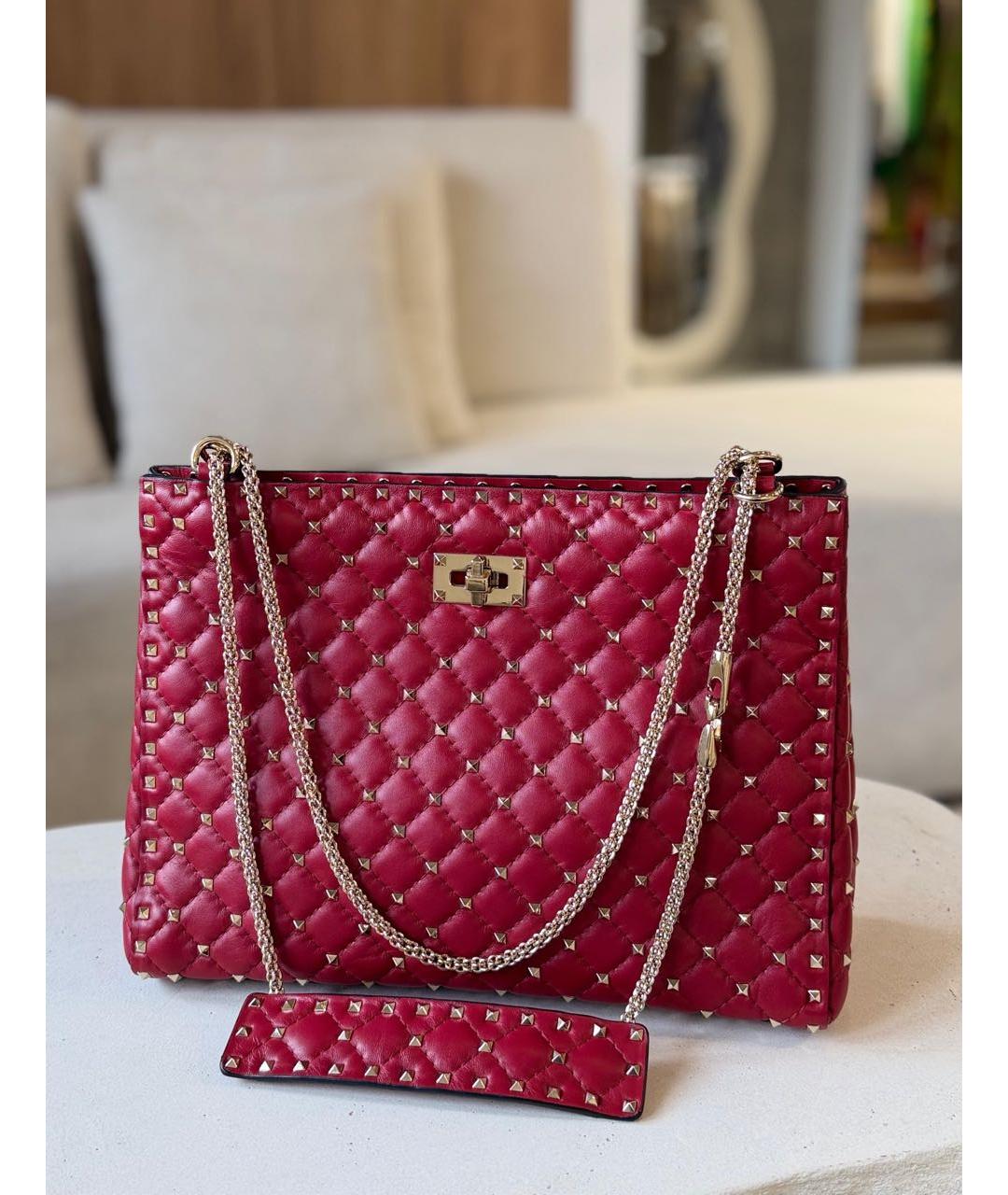 VALENTINO Красная кожаная сумка тоут, фото 9