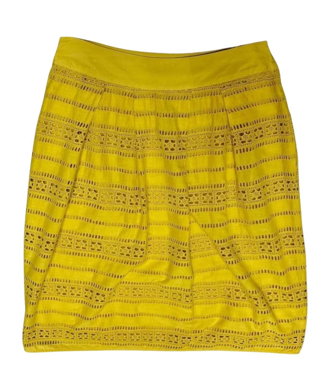 WEEKEND MAX MARA Горчичная хлопковая юбка мини, фото 1
