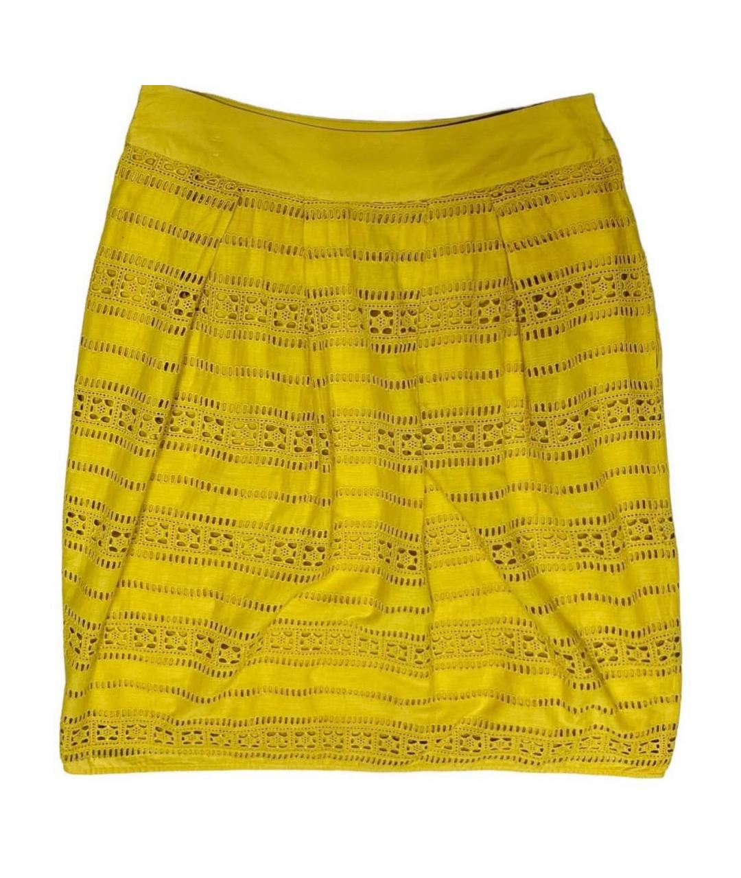 WEEKEND MAX MARA Горчичная хлопковая юбка мини, фото 5