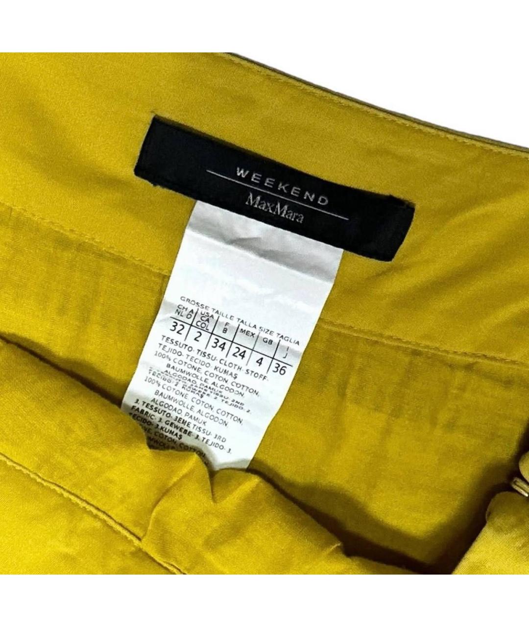 WEEKEND MAX MARA Горчичная хлопковая юбка мини, фото 3