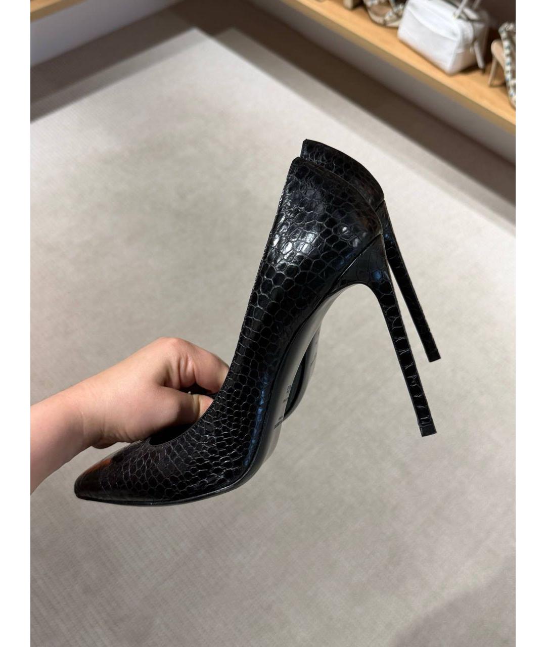 SAINT LAURENT Черные кожаные туфли, фото 4