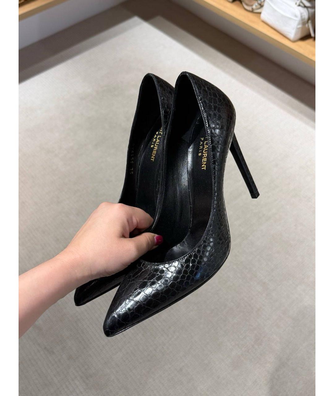 SAINT LAURENT Черные кожаные туфли, фото 7