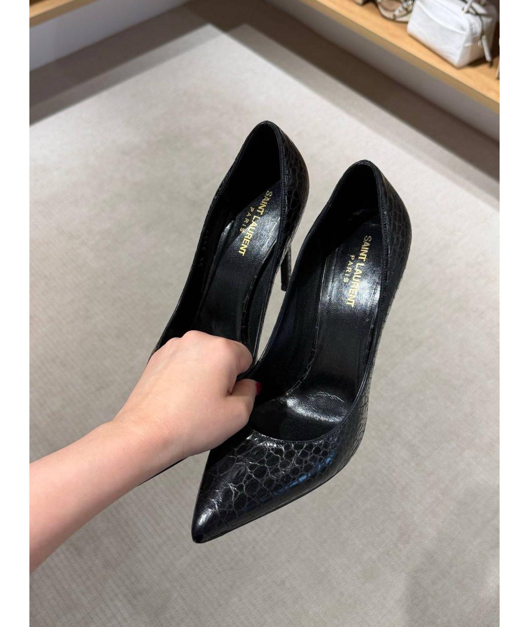 SAINT LAURENT Черные кожаные туфли, фото 3