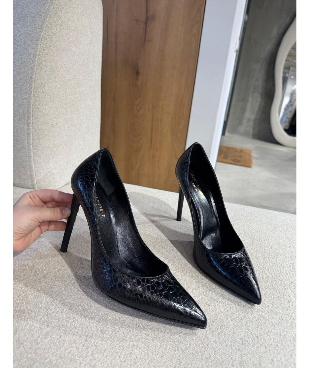 SAINT LAURENT Черные кожаные туфли, фото 2