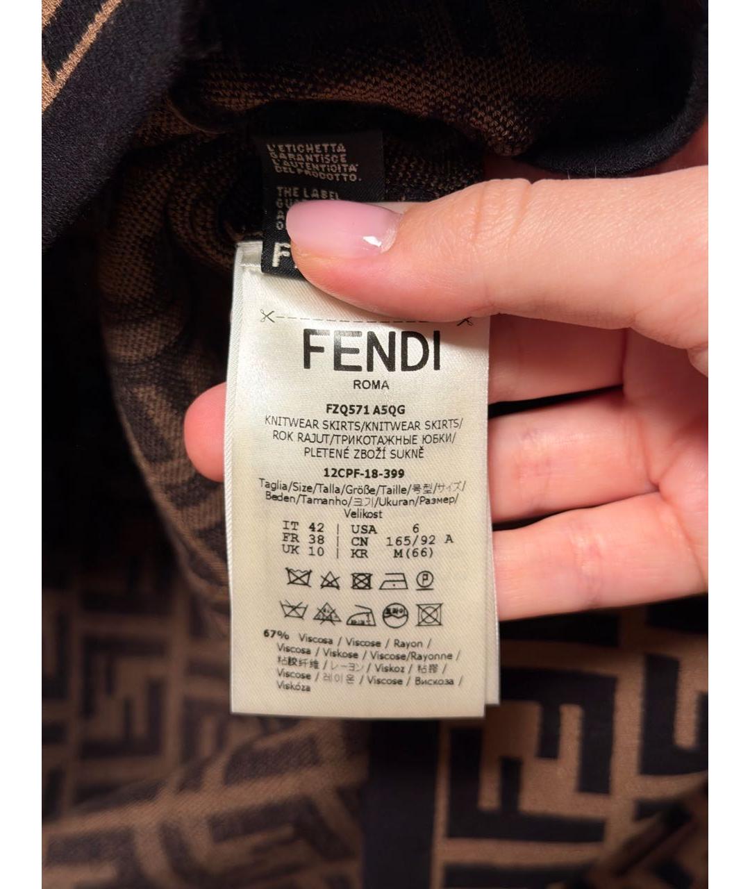 FENDI Коричневый вискозный костюм с юбками, фото 8