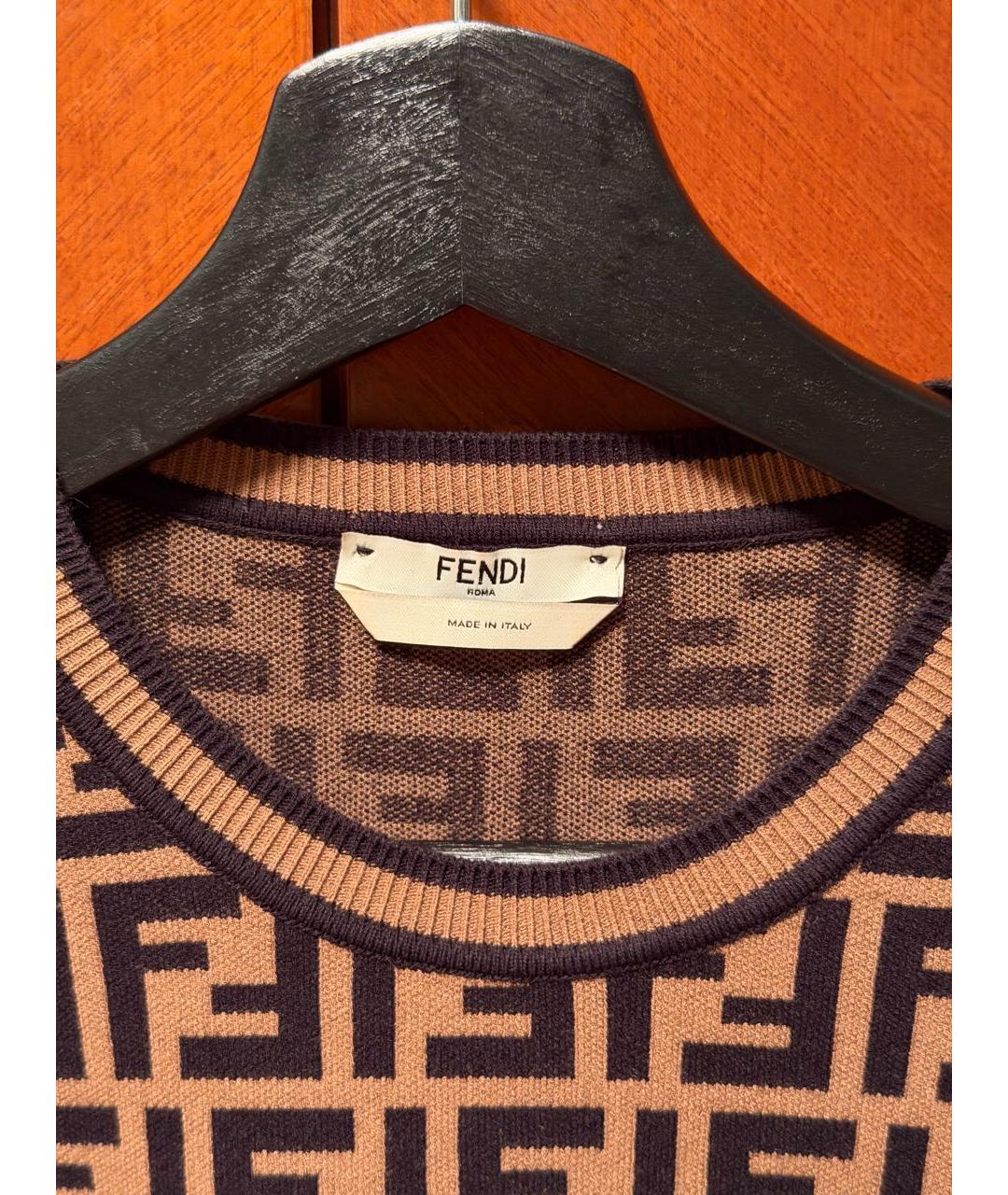 FENDI Коричневый вискозный костюм с юбками, фото 4