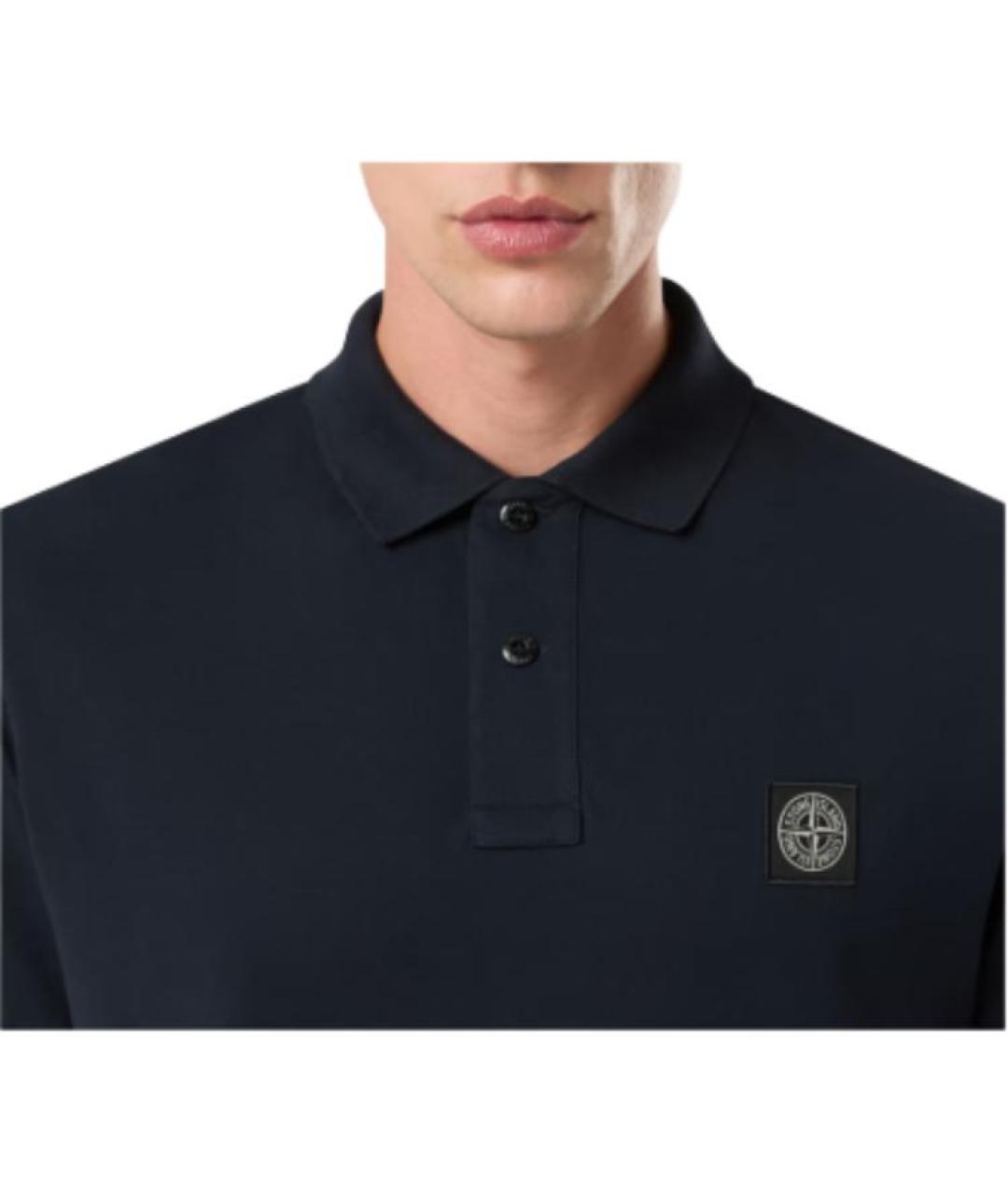 STONE ISLAND Темно-синее поло с коротким рукавом, фото 5