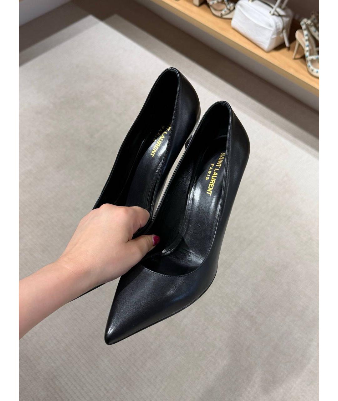 SAINT LAURENT Черные кожаные туфли, фото 3