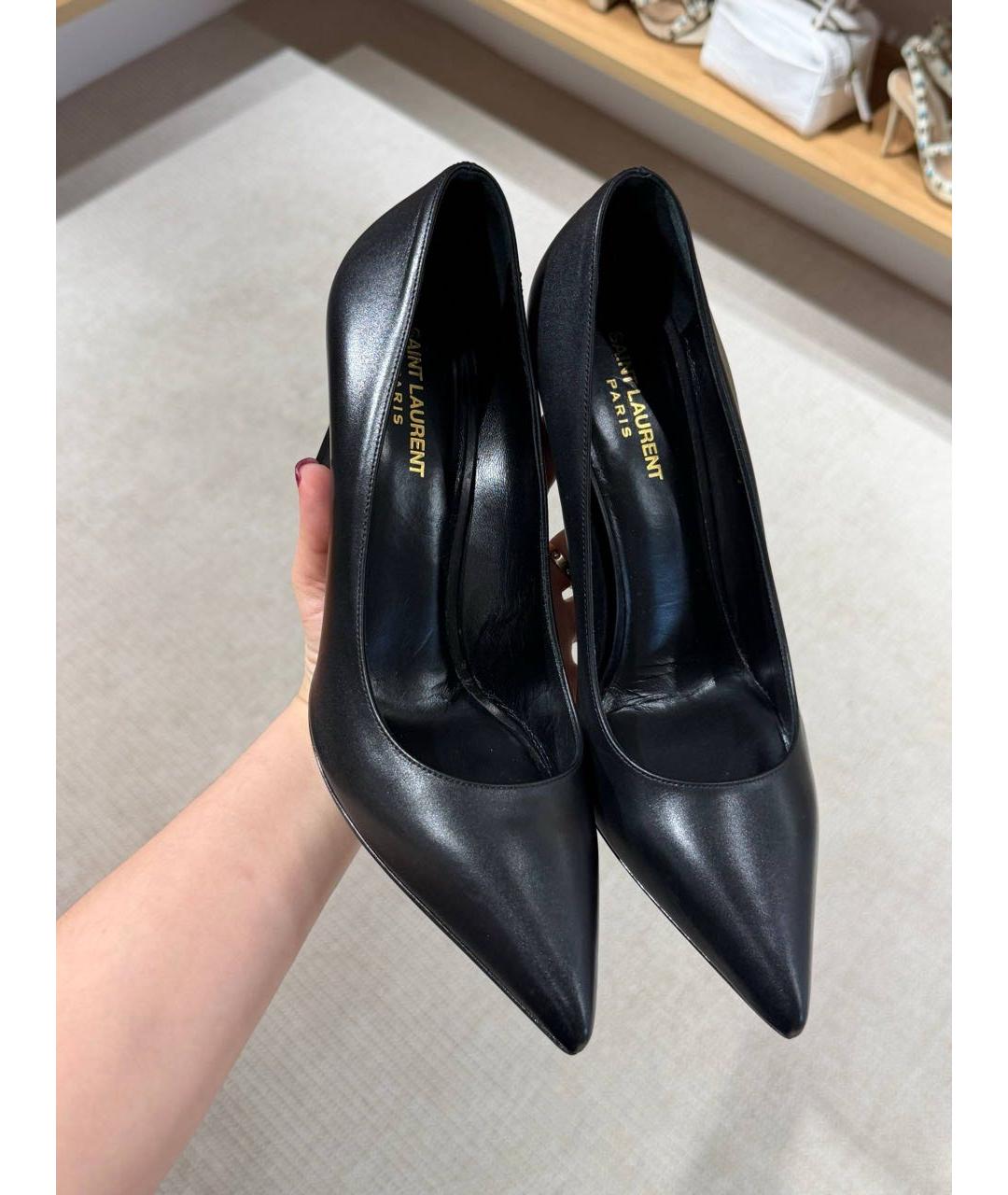 SAINT LAURENT Черные кожаные туфли, фото 6
