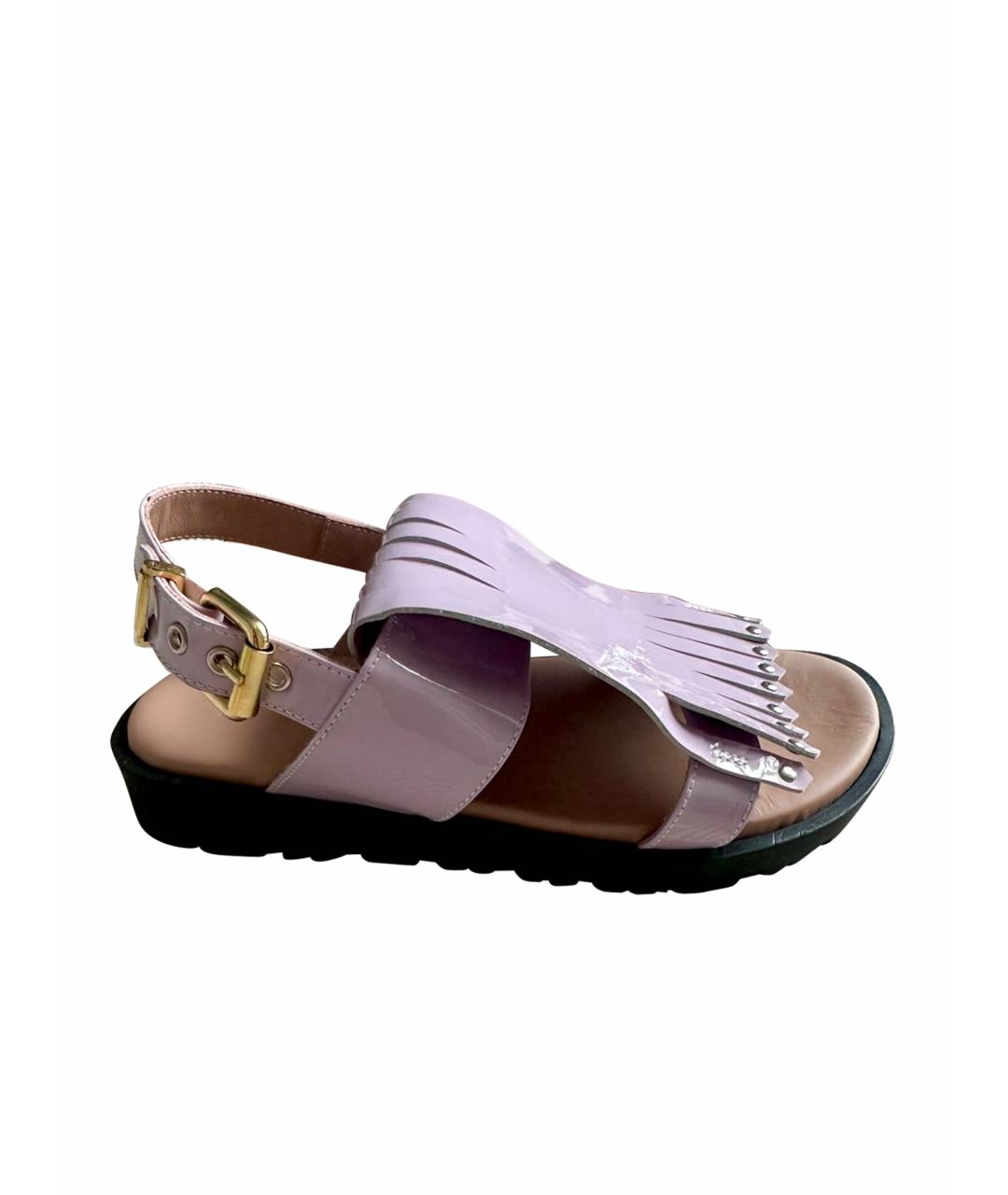 MARNI Фиолетовые сандалии из лакированной кожи, фото 1