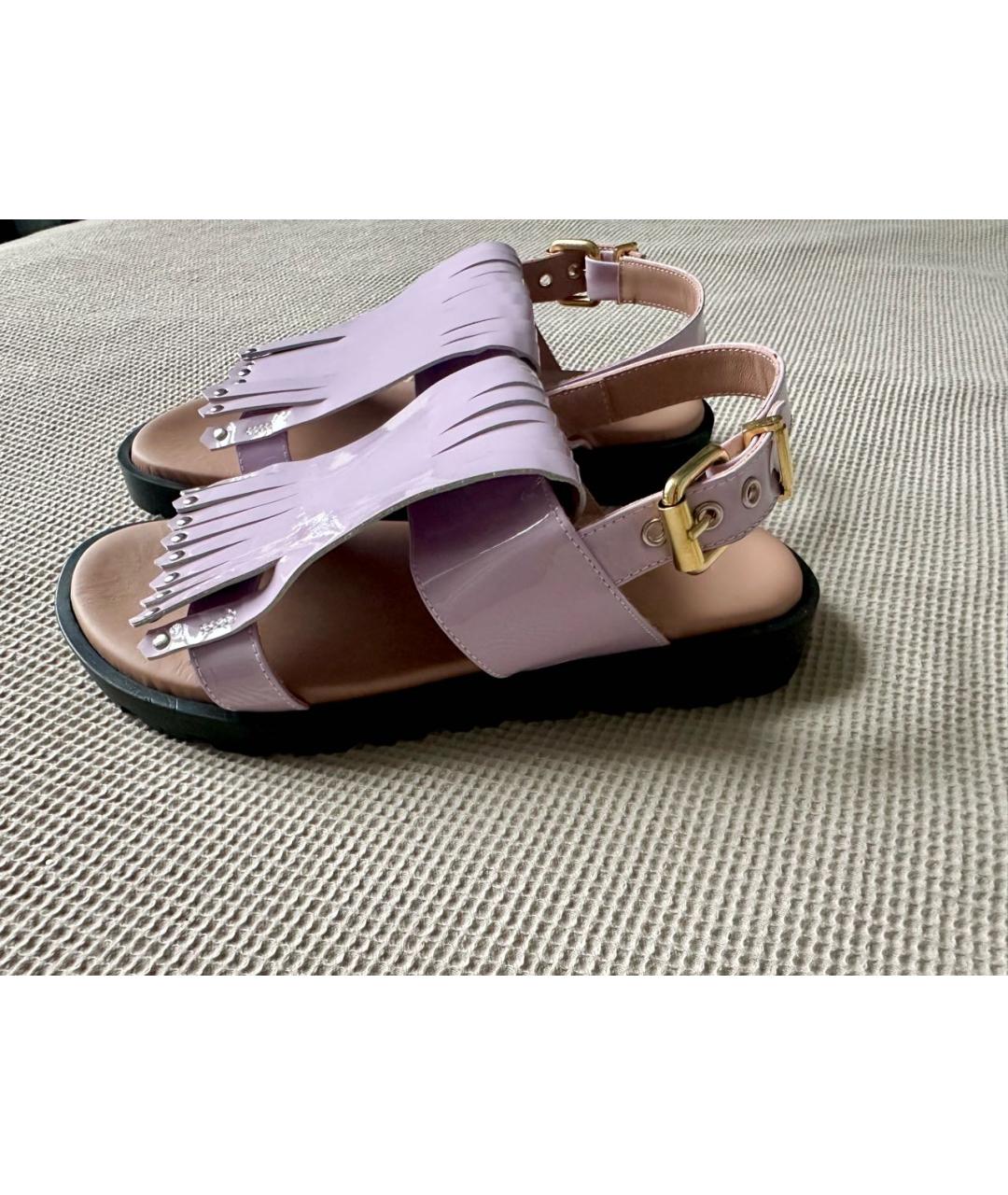 MARNI Фиолетовые сандалии из лакированной кожи, фото 9