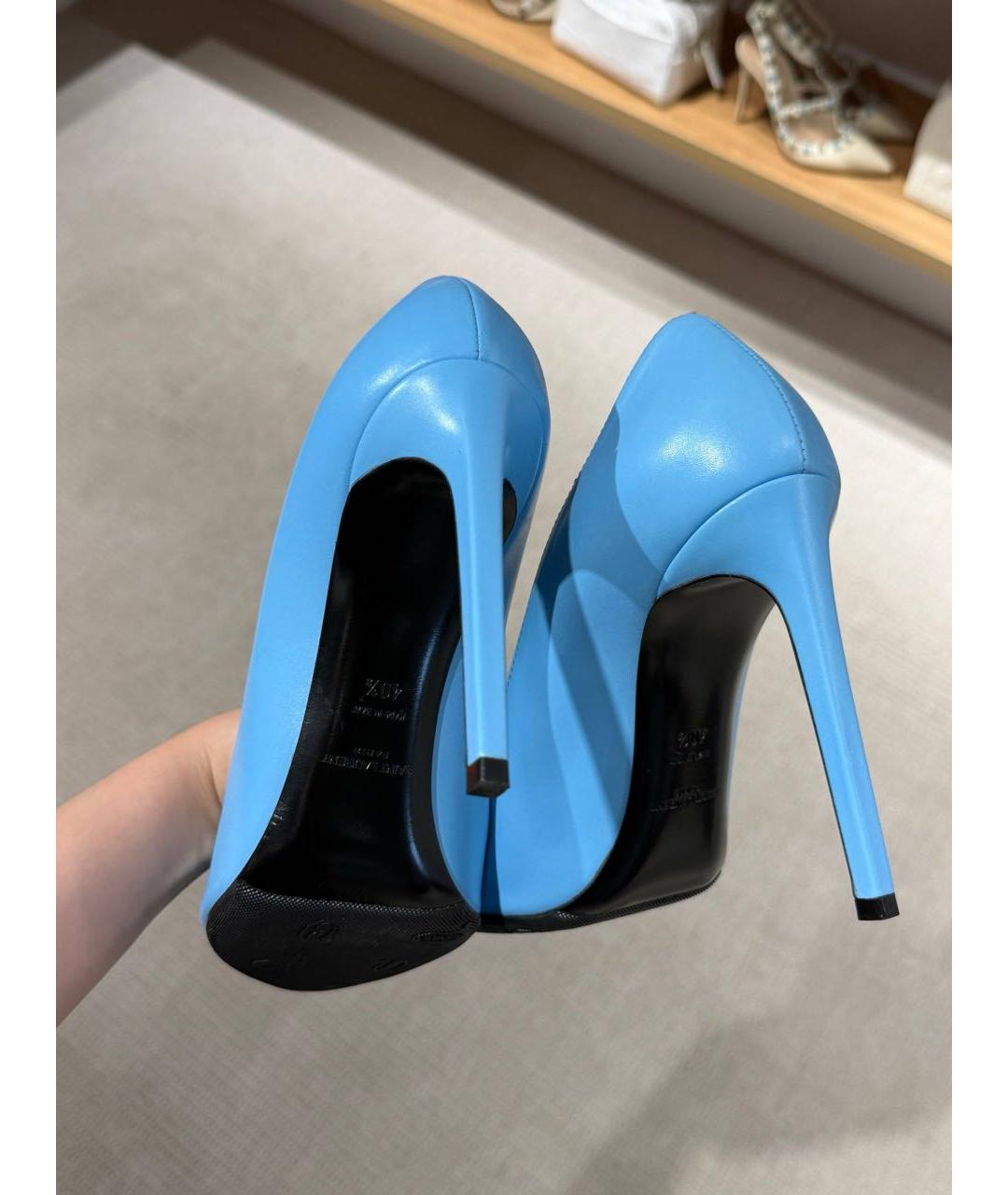 SAINT LAURENT Голубые кожаные туфли, фото 5