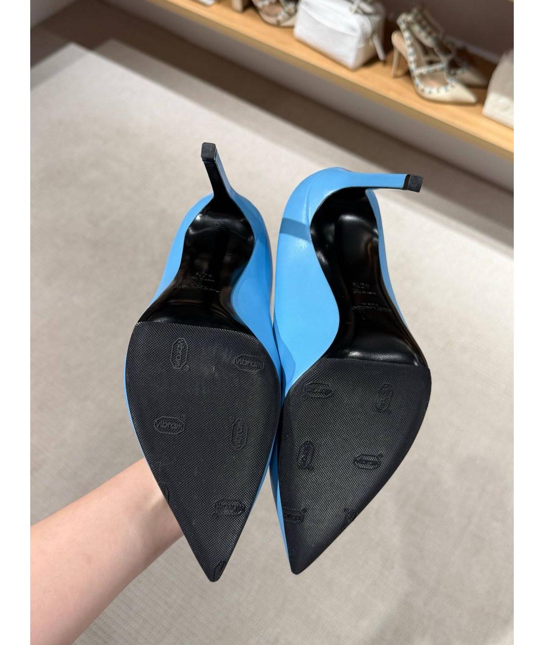 SAINT LAURENT Голубые кожаные туфли, фото 6