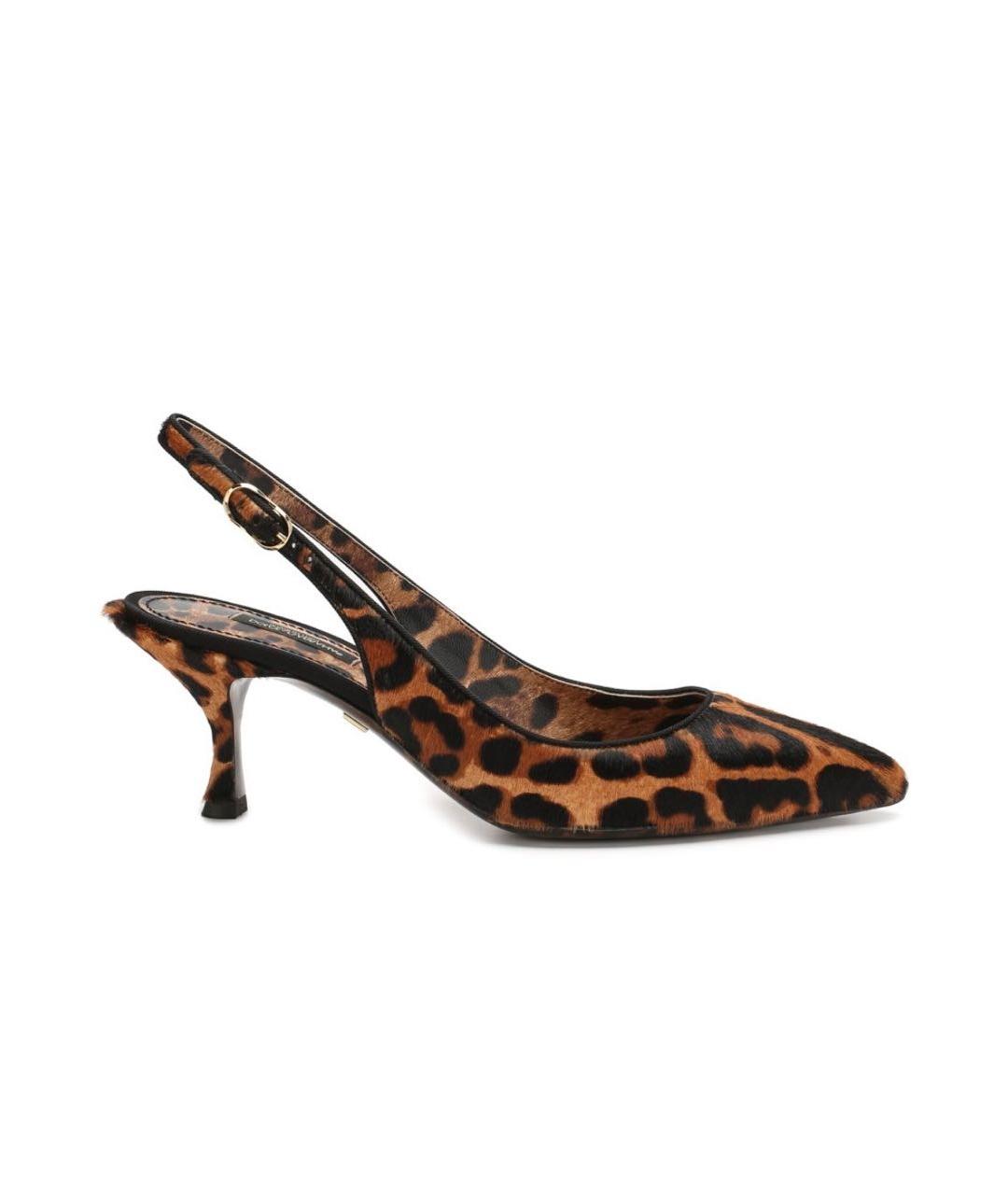 DOLCE&GABBANA Коричневые кожаные лодочки на низком каблуке, фото 9
