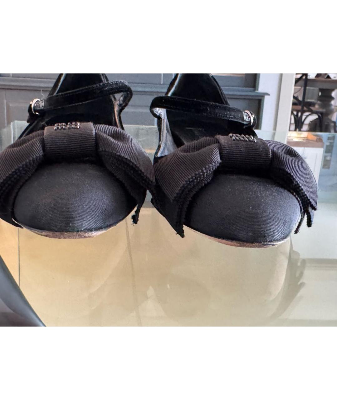 MIU MIU Черные текстильные лодочки на низком каблуке, фото 6