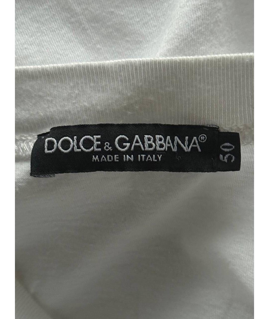 DOLCE&GABBANA Белая хлопковая футболка, фото 4