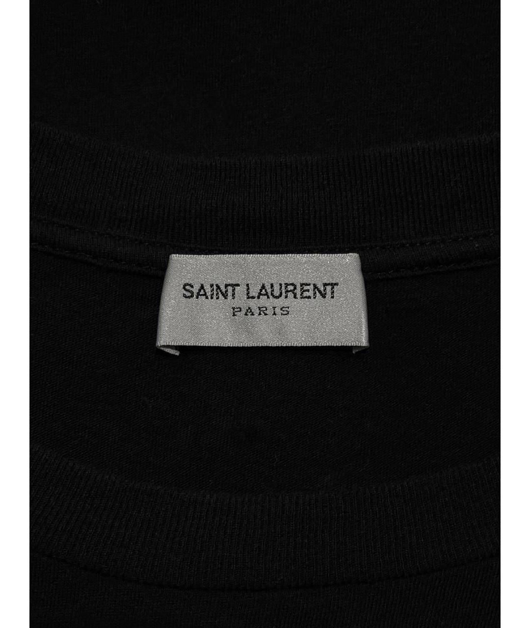 SAINT LAURENT Черная хлопковая футболка, фото 2