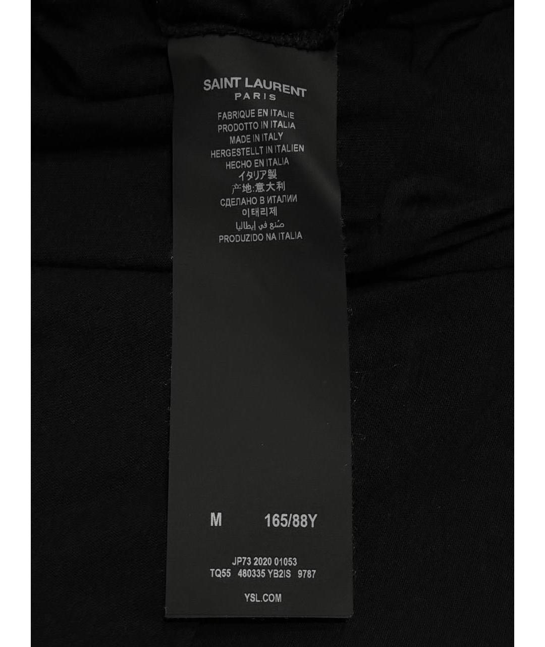 SAINT LAURENT Черная хлопковая футболка, фото 4