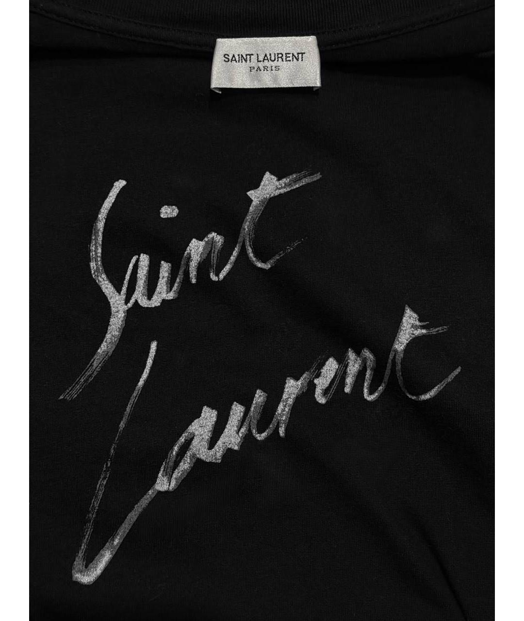 SAINT LAURENT Черная хлопковая футболка, фото 3