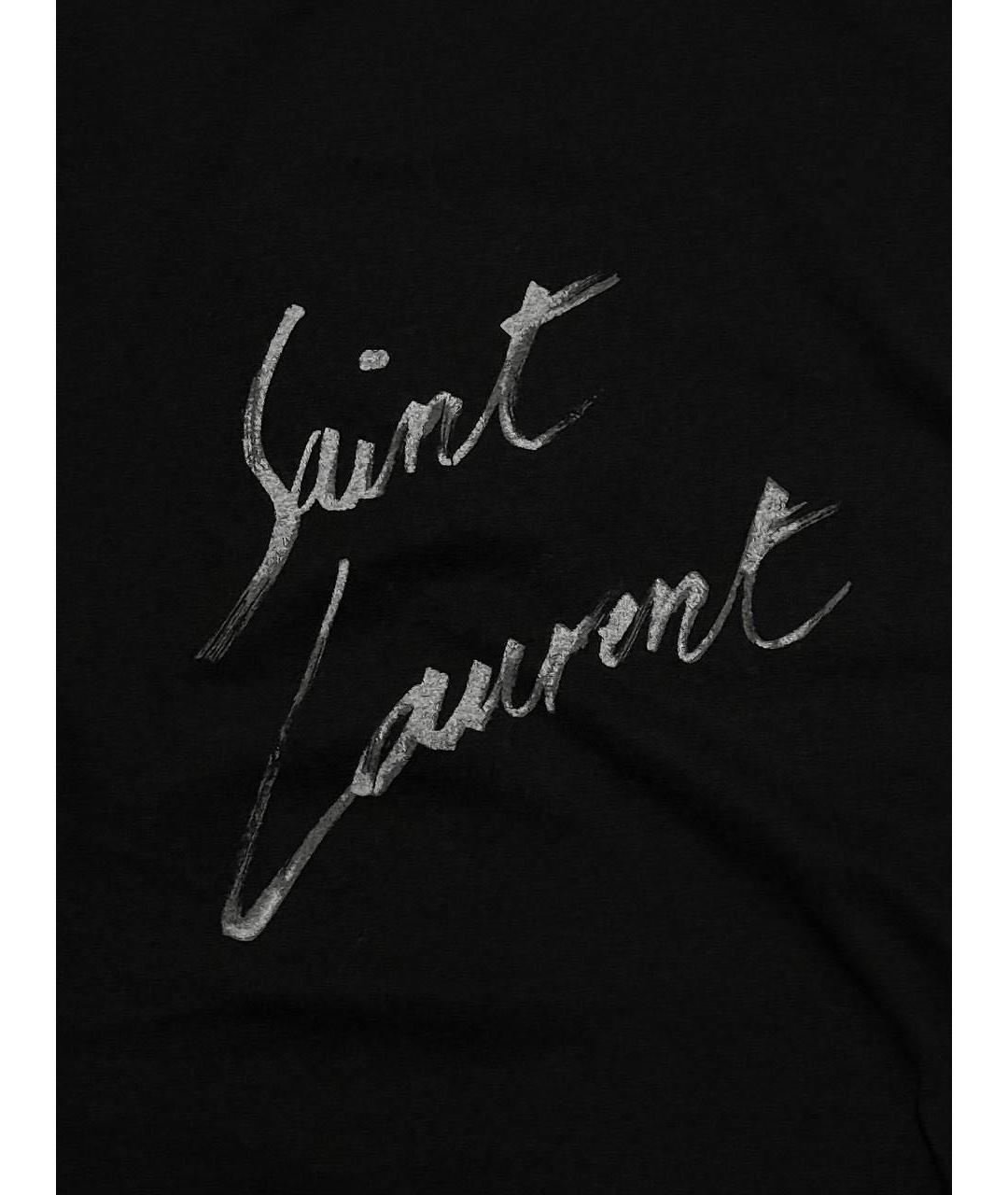 SAINT LAURENT Черная хлопковая футболка, фото 5