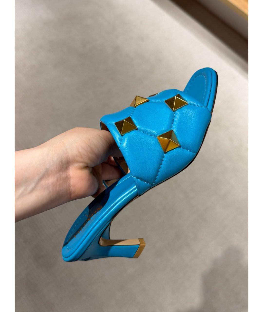 VALENTINO Голубые кожаные мюли, фото 7