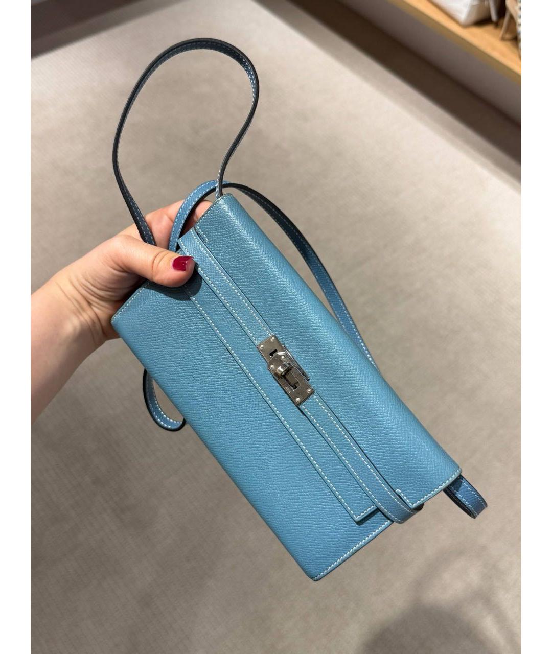 HERMES Голубая кожаная сумка через плечо, фото 4