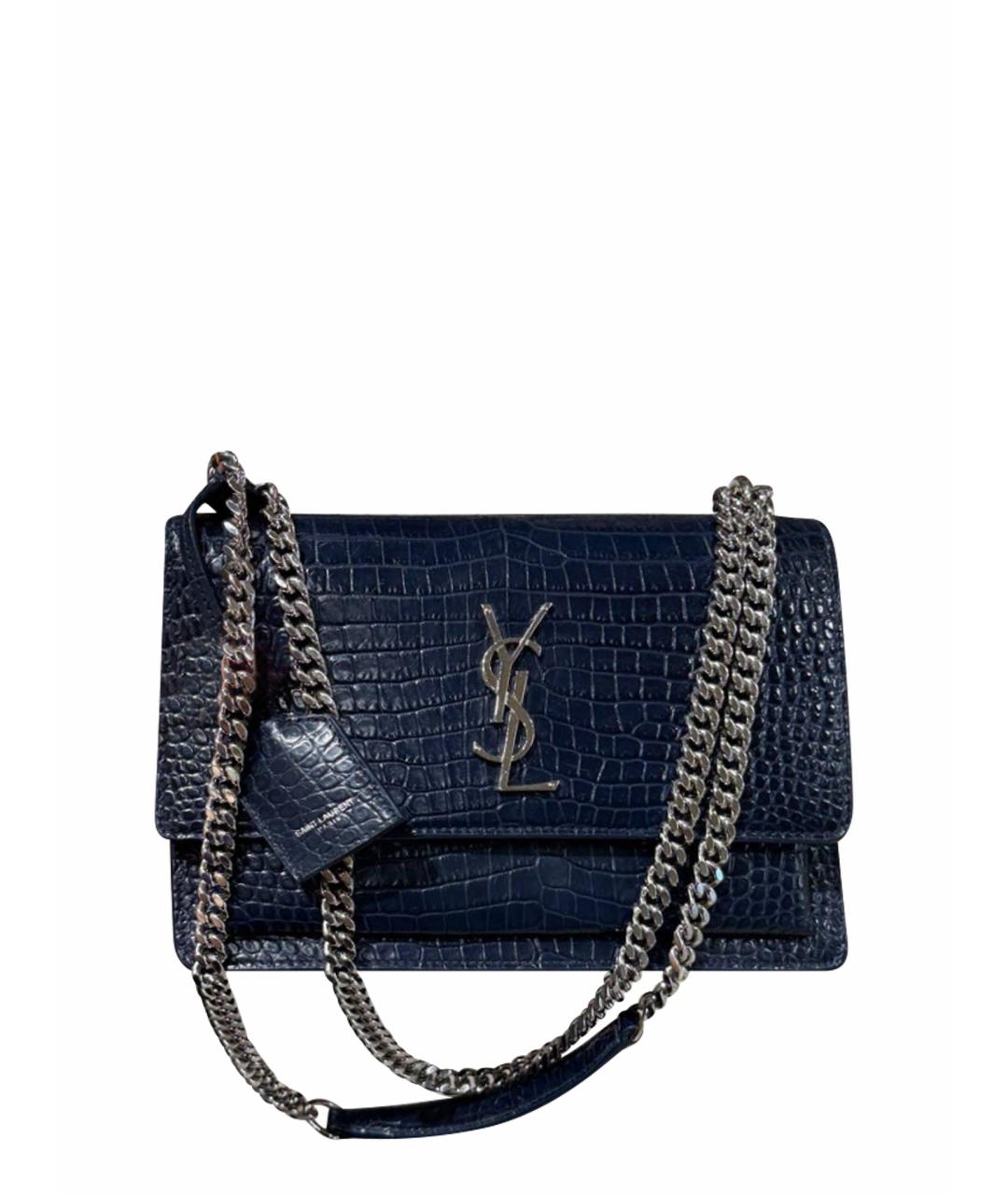 SAINT LAURENT Темно-синяя кожаная сумка через плечо, фото 1