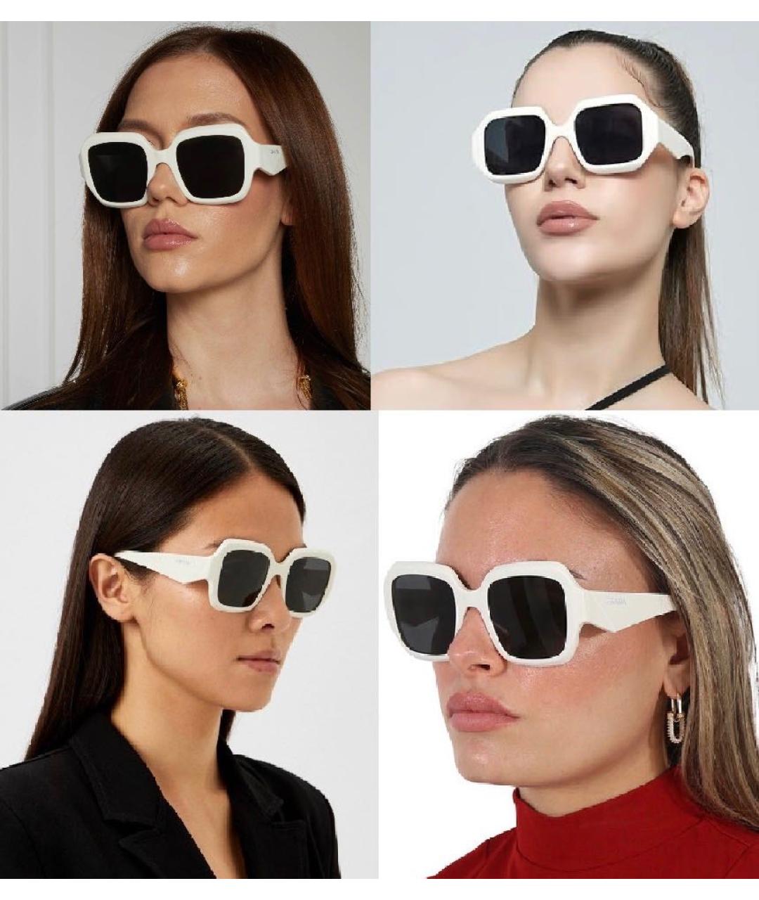 PRADA Белые пластиковые солнцезащитные очки, фото 6