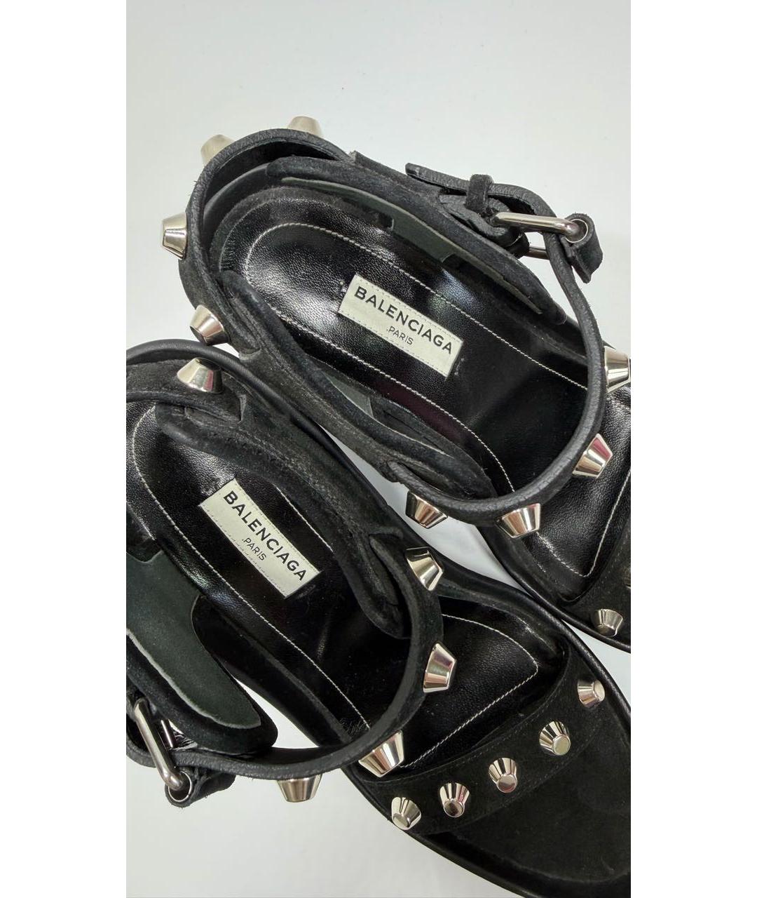 BALENCIAGA Черные кожаные босоножки, фото 5