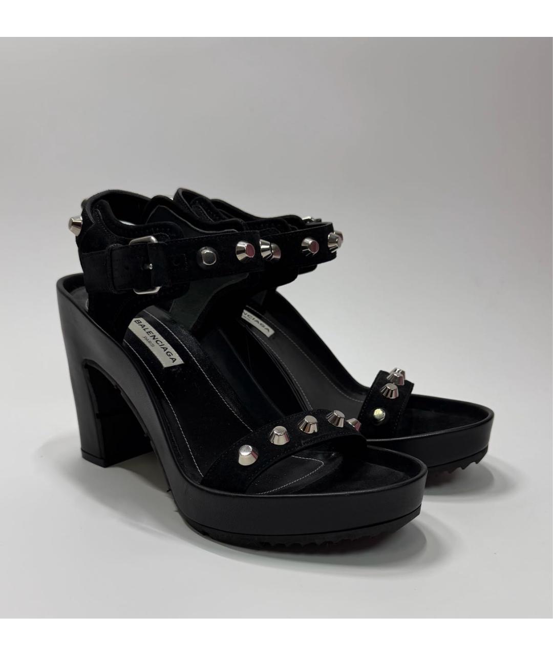 BALENCIAGA Черные кожаные босоножки, фото 2