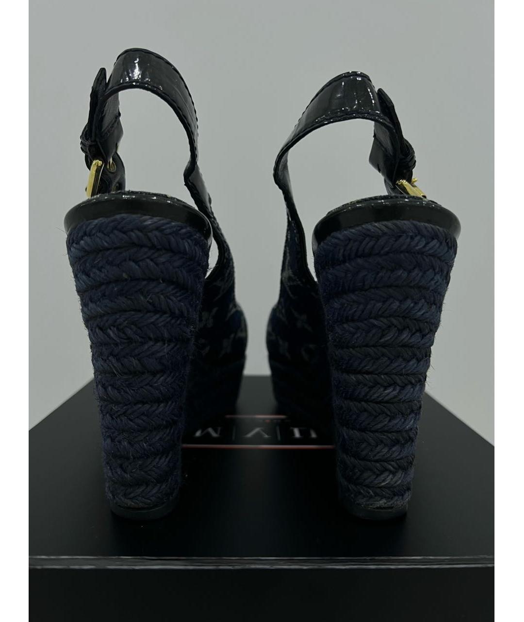 LOUIS VUITTON Темно-синие босоножки, фото 5