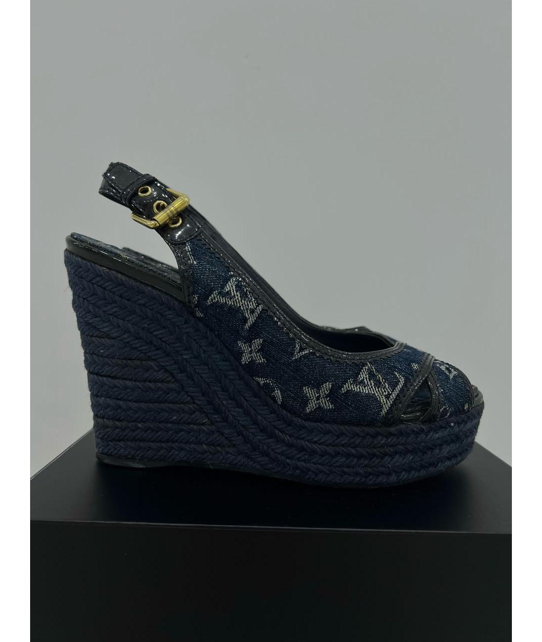 LOUIS VUITTON Темно-синие босоножки, фото 2