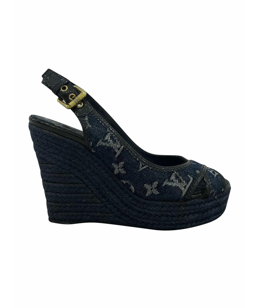 LOUIS VUITTON Темно-синие босоножки, фото 1