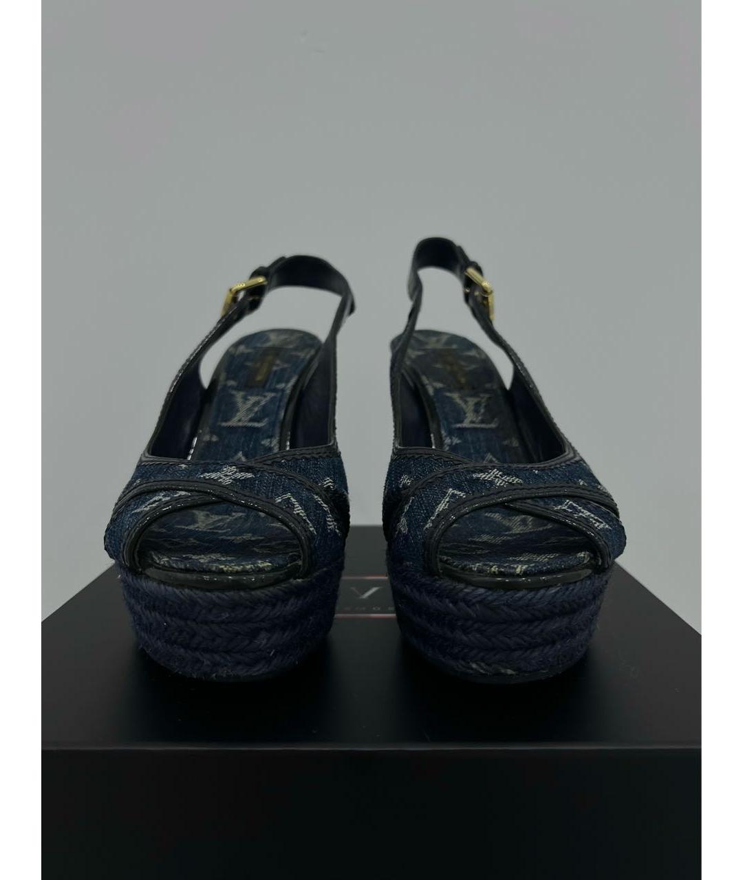 LOUIS VUITTON Темно-синие босоножки, фото 3