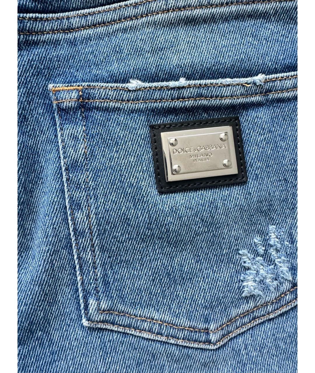 DOLCE&GABBANA Голубые хлопковые джинсы слим, фото 6