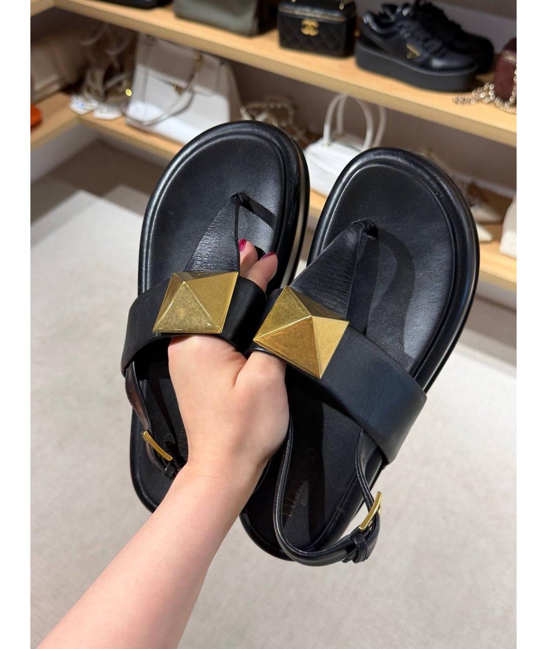 VALENTINO Черные кожаные сандалии, фото 6