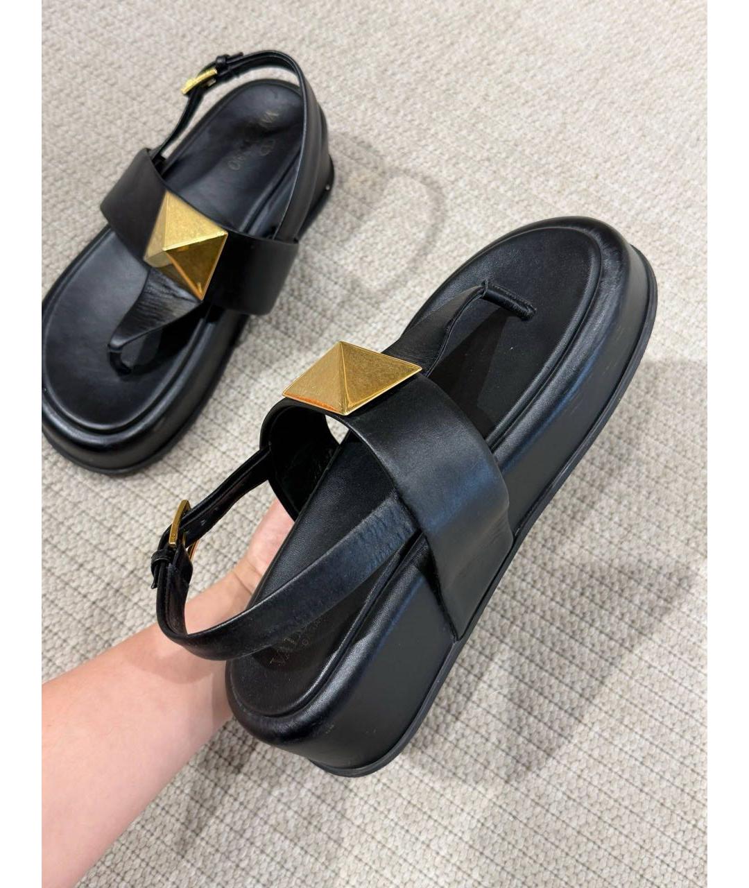VALENTINO Черные кожаные сандалии, фото 5