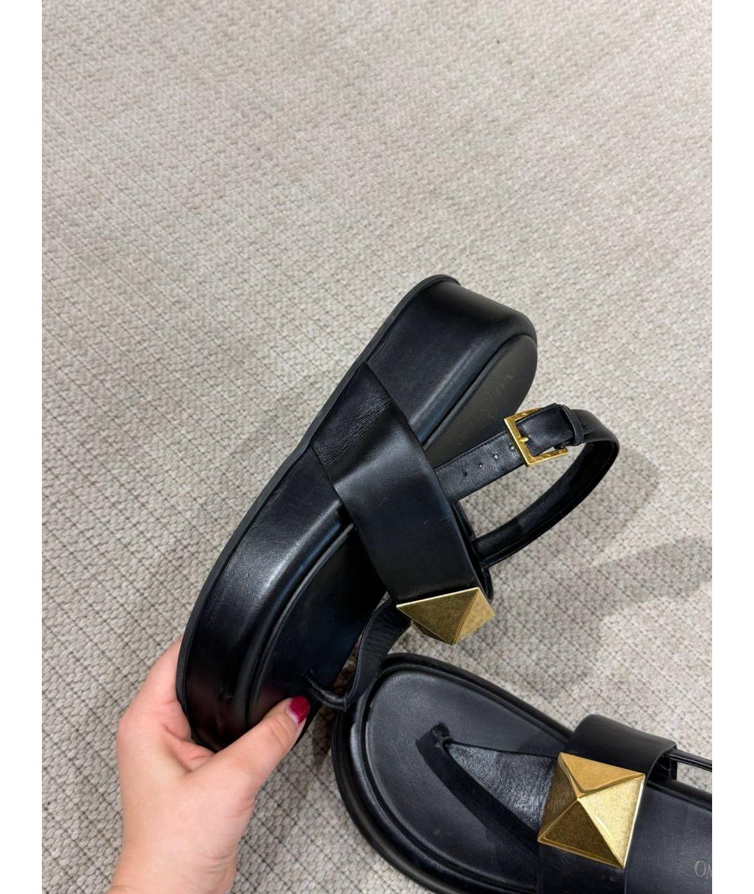VALENTINO Черные кожаные сандалии, фото 8