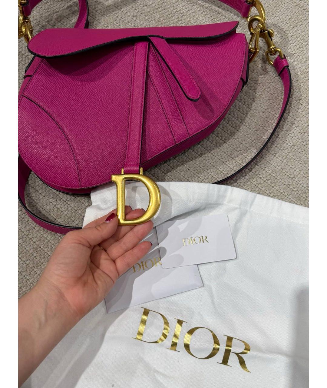 CHRISTIAN DIOR Фуксия кожаная сумка через плечо, фото 3