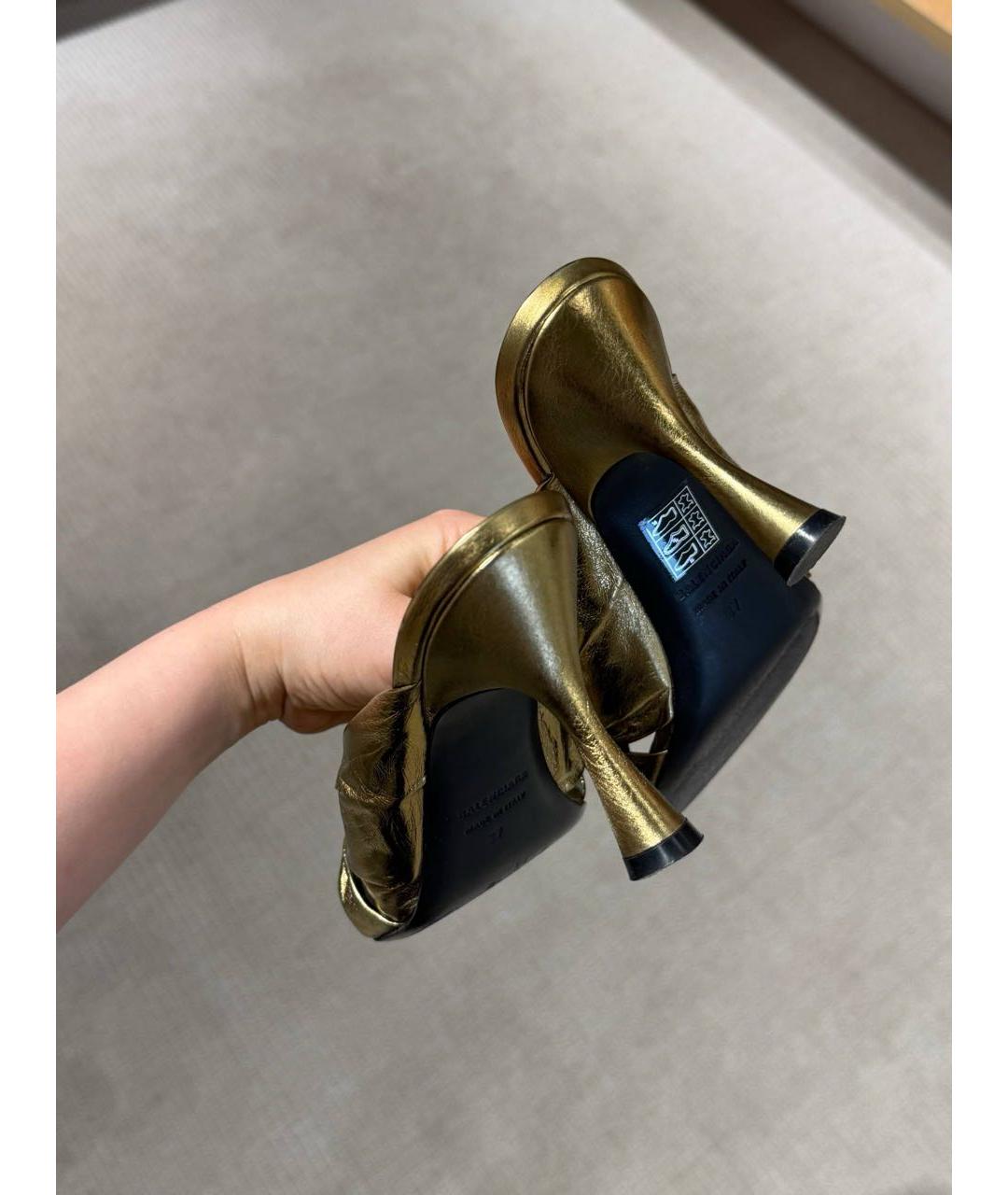 BALENCIAGA Золотые мюли, фото 5